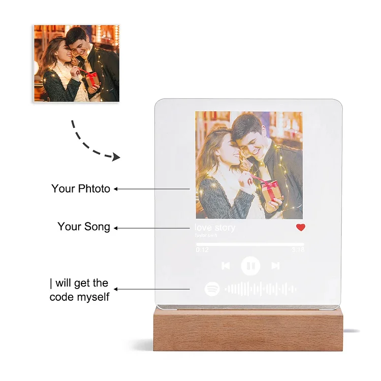 Personalized Photo Acrylic Music Song Code LED Night Lights