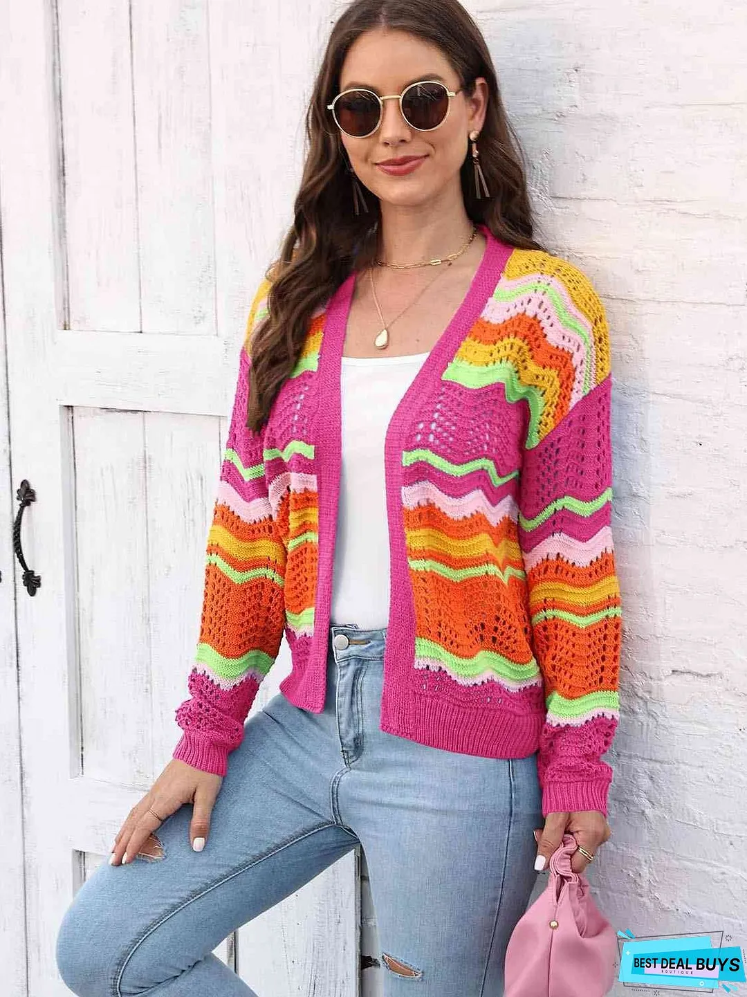 Open Front Openwork Cardigan