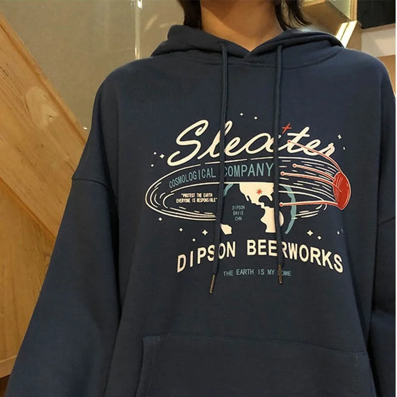 Harajuku Letter Print Hoodies Sweatshirt Spring Autumn Vintage Clothes for Women Korean Style Loose Streetwear Female Pullover