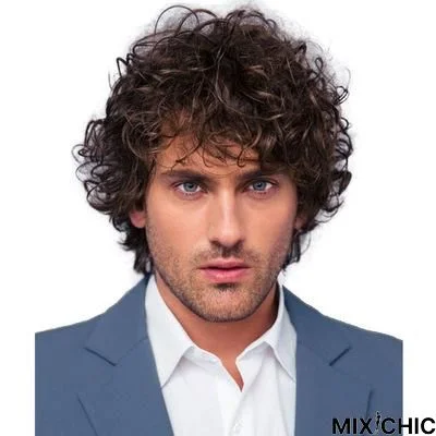 New Wig Men's Fluffy Short Curly Hair