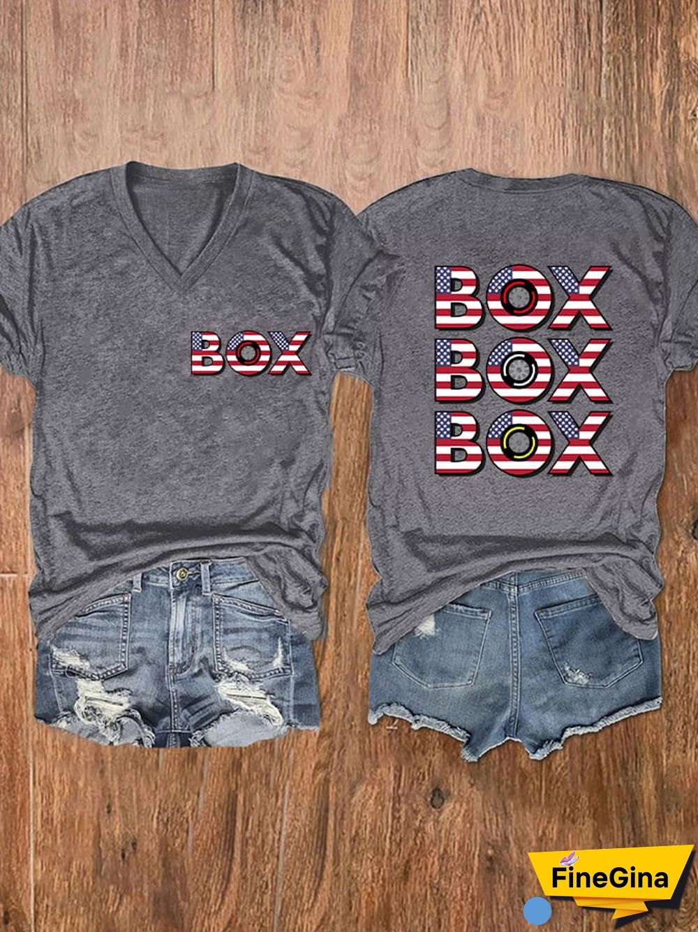 Women's American Flag "BOX, BOX, BOX" Print T-Shirt