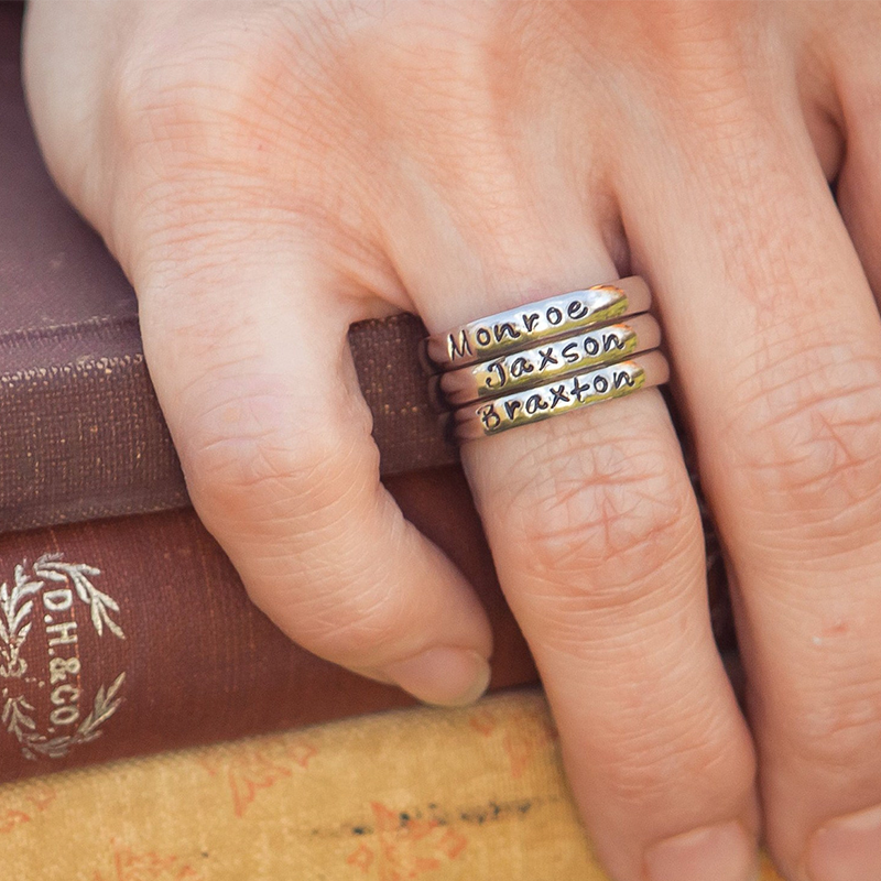 Gift for Girlfriend Personalized Stacking Name Ring