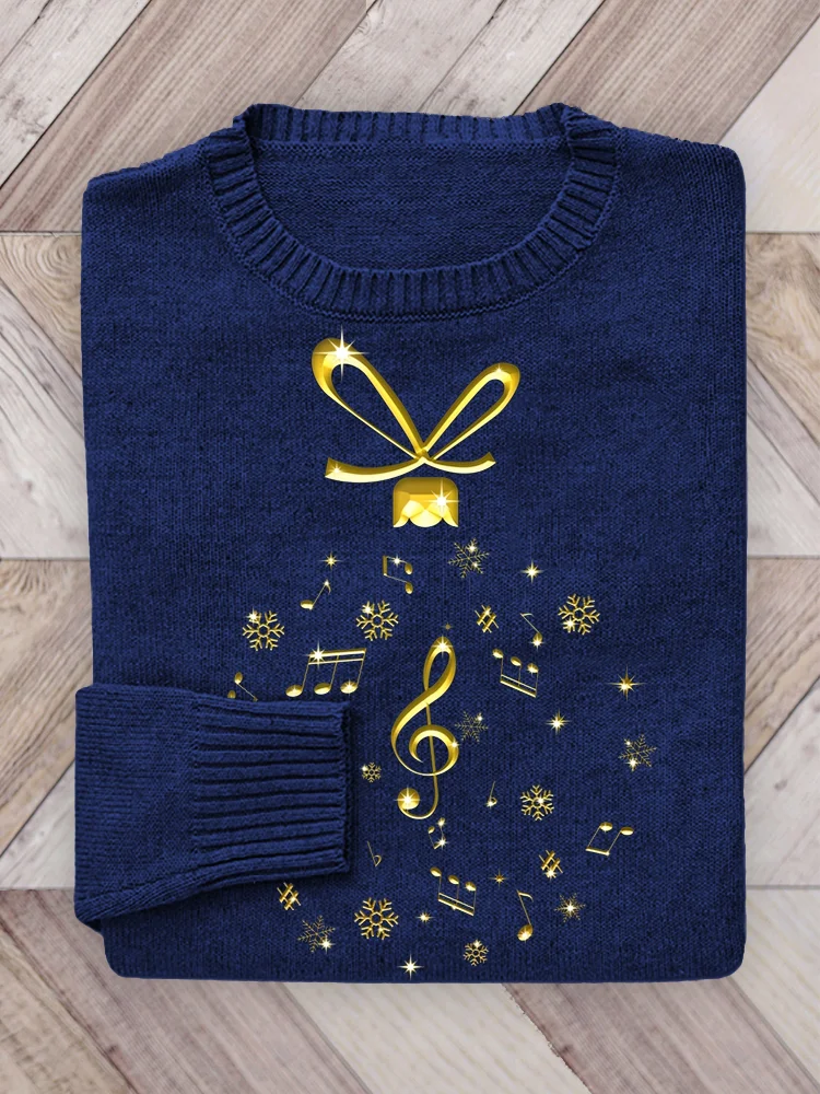 Music Notes Christmas Ornament Glitter Cozy Knit Sweater