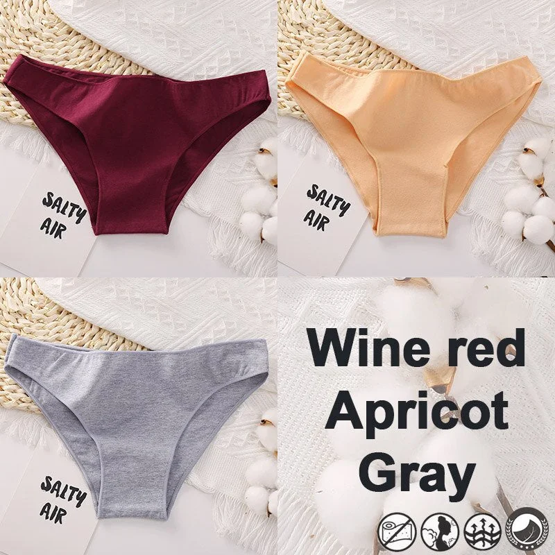 3PCS/Set Women's Panties Bikini Briefs Cotton Underwear Sexy Lingerie M-XXL Panties Female Underpants Solid Color Girls Pantys