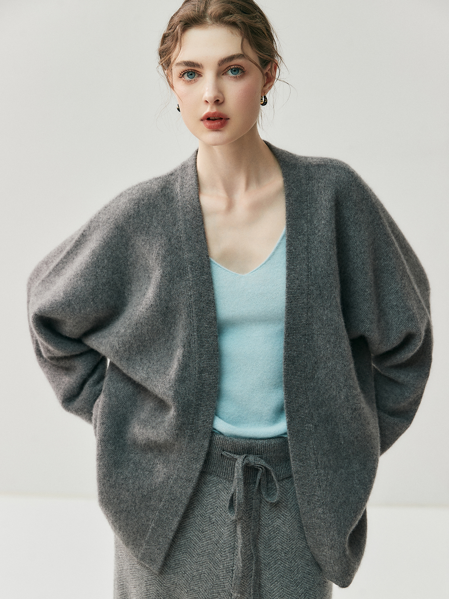 Women's Open-Front Cashmere Cardigan REAL SILK LIFE