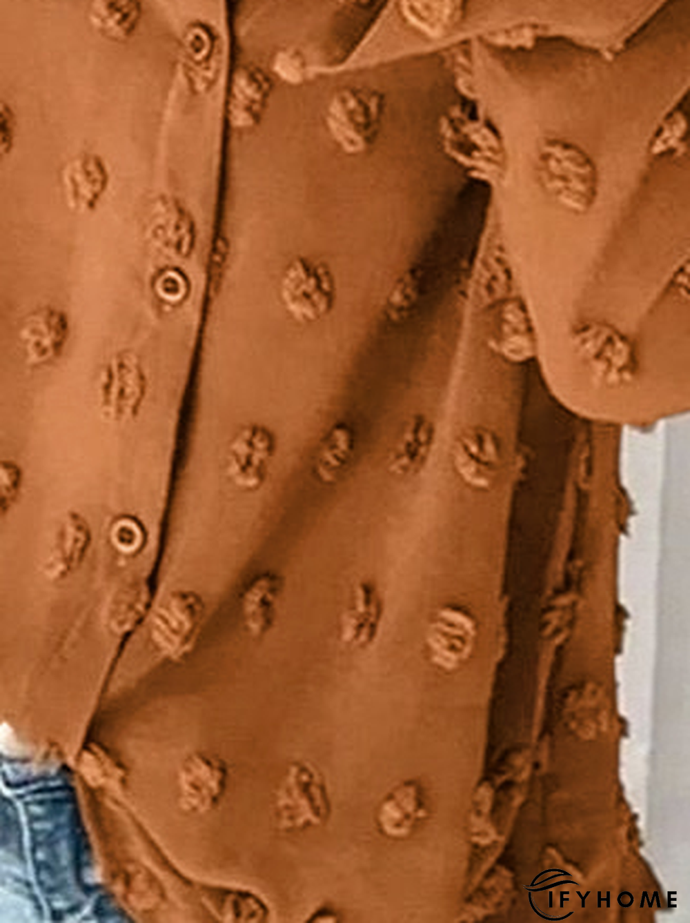 Plus Size Shirt Collar Polka Dots Loose Casual Top | IFYHOME