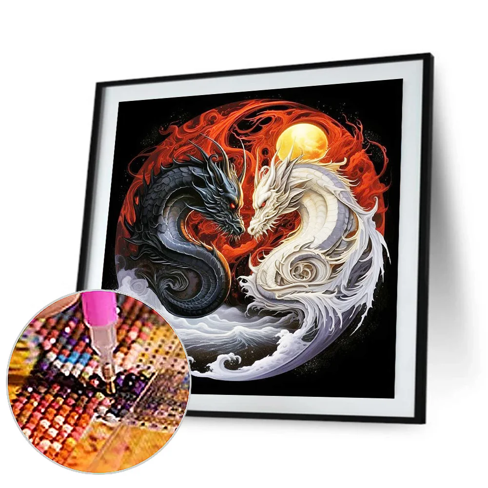 Diamond Painting - Full Round Drill - Yin Yang Dragon(Canvas|30*30cm)
