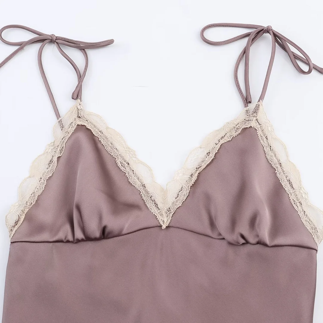 Nigikala Nigikala Women's Explosive Fashion Lace Edge Silk Stender Stender Sizzle Dress