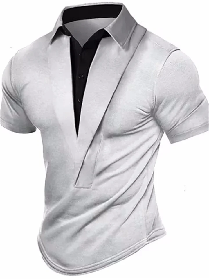 Men's Henley Shirt Plain V Neck Outdoor Daily Wear Short Sleeve Retro Clothing Apparel Designer Casual-Mixcun