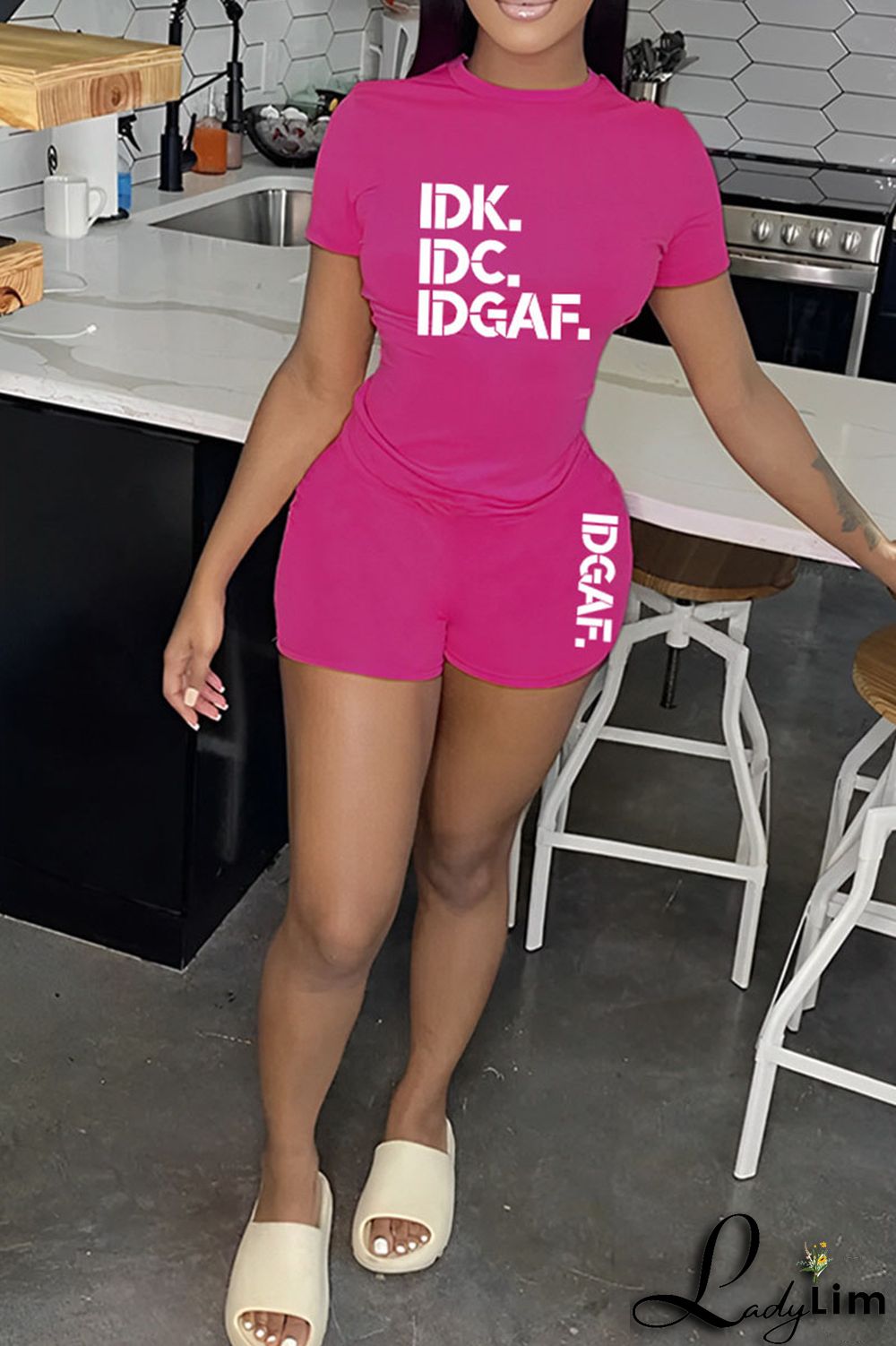 Red Casual Print Patchwork O Neck Short Sleeve Two Pieces