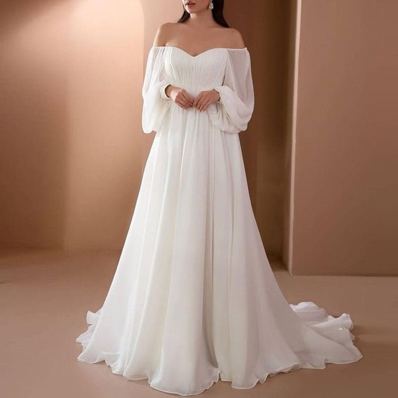 Ordifree 2022 Summer Autumn Elegant Women Maxi Party Dress Long Sleeve Floor Length Off Shoulder Sexy Evening Long Dress