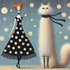 Cat and Woman Full Stamped Cross Stitch 11CT 3-Strand 40x40cm