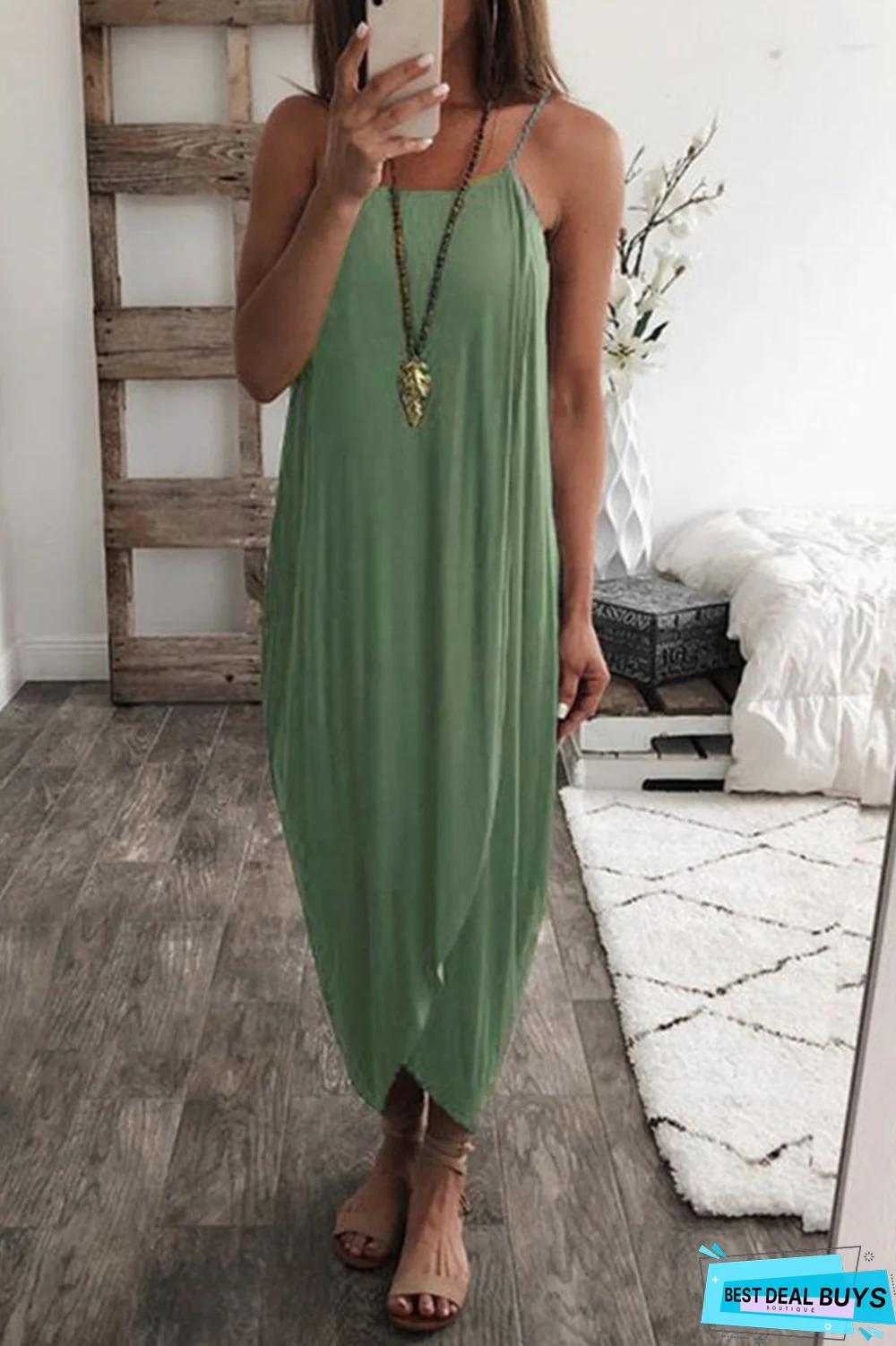 Sexy Solid Patchwork Spaghetti Strap Irregular Dress Dresses(5 Colors)