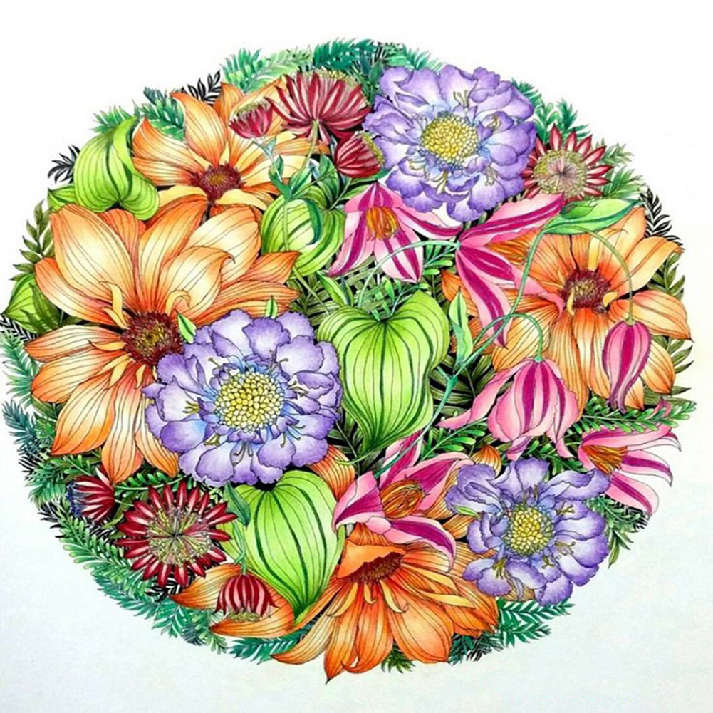 

30*30CM - Round Drill Diamond Painting - Flower, 501 Original