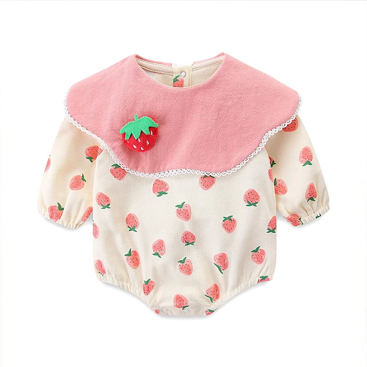 Baby Girl Long Sleeves Onepeice Pink Strawberry Romper