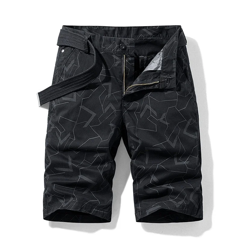 2021 Summer New Men's Camouflage Cotton Zipper Casual Pocket Regular Five-Point Pants Military Cargo Plus Size Shorts