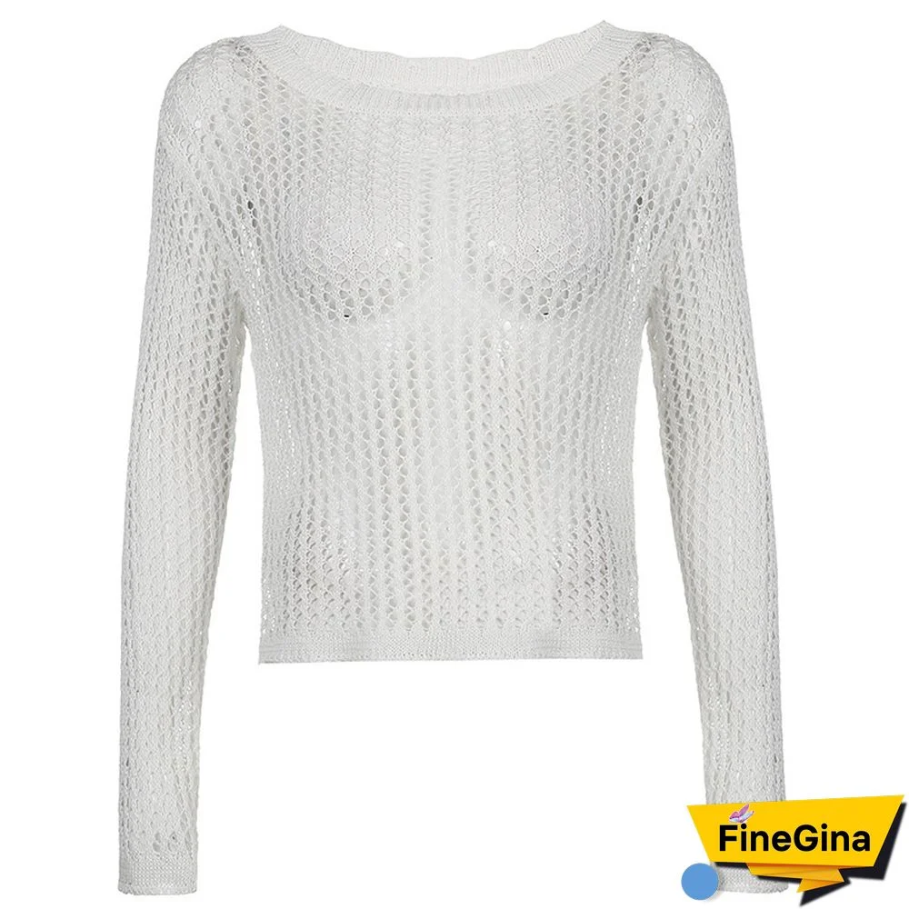 Pure Color Hollow Out Casual Crochet Top
