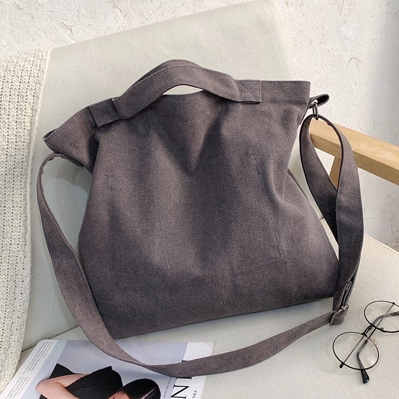 Men’s Large Canvas Letter Solid Color Streetwear Square Zipper Shoulder Bag Canvas Bag Crossbody Bag