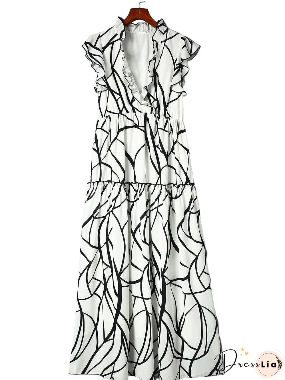 Elegant Abstract Print Maxi Dress