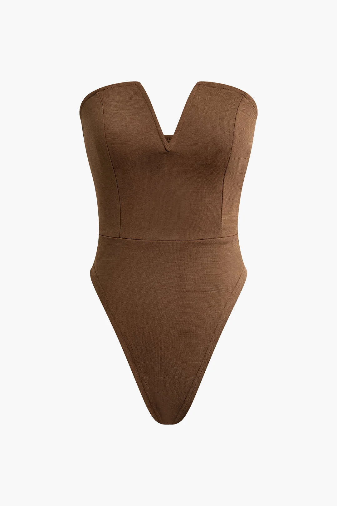 Brownm bodysuit with V-neck