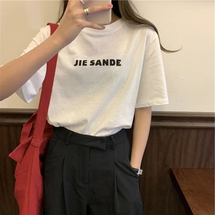 Uveng Uveng Short-Sleeved T-Shirt Female Summer 2024 New Design Sense Loose To Reduce Age To Show Thin Students Loose Jacket