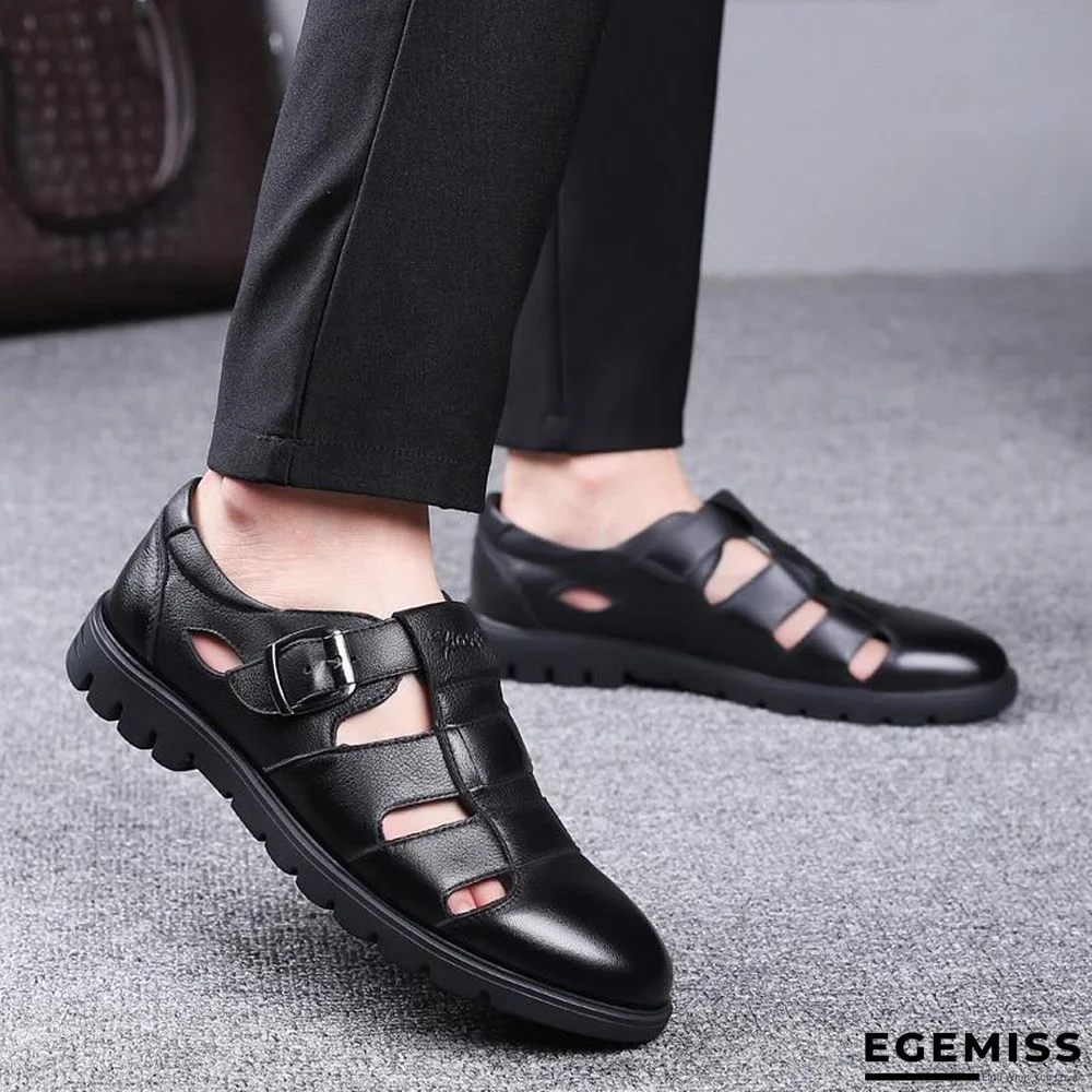 Men's Genuine Leather Sandals Plus Size Oxford Sanda Shoes | EGEMISS