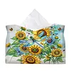 (24cm)Diamond Art Tissue Box DIY PU Napkin Cover for Home(Sunflowers and Dragonflies)