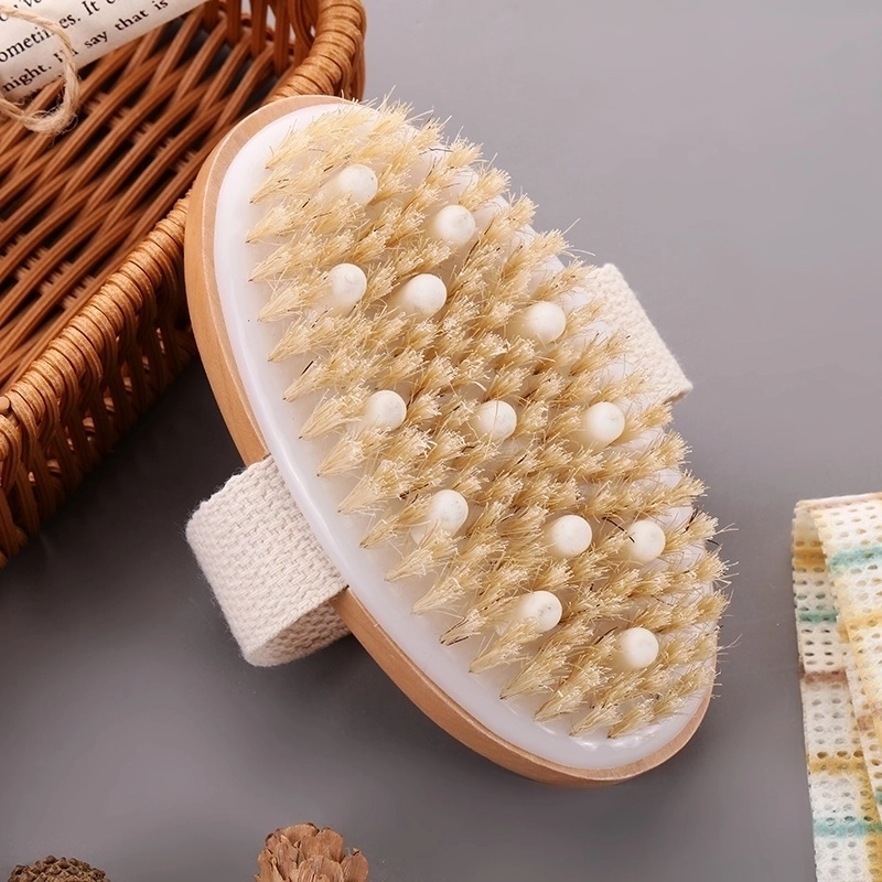 Retro Solid Color Wood Bath Brush/massage Brush 1 Piece