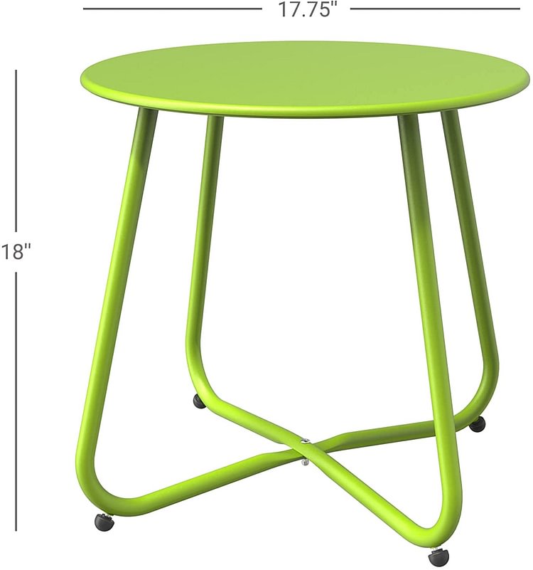 Steel Patio Side Table, Weather Resistant Outdoor Round End Table (Lime Green)