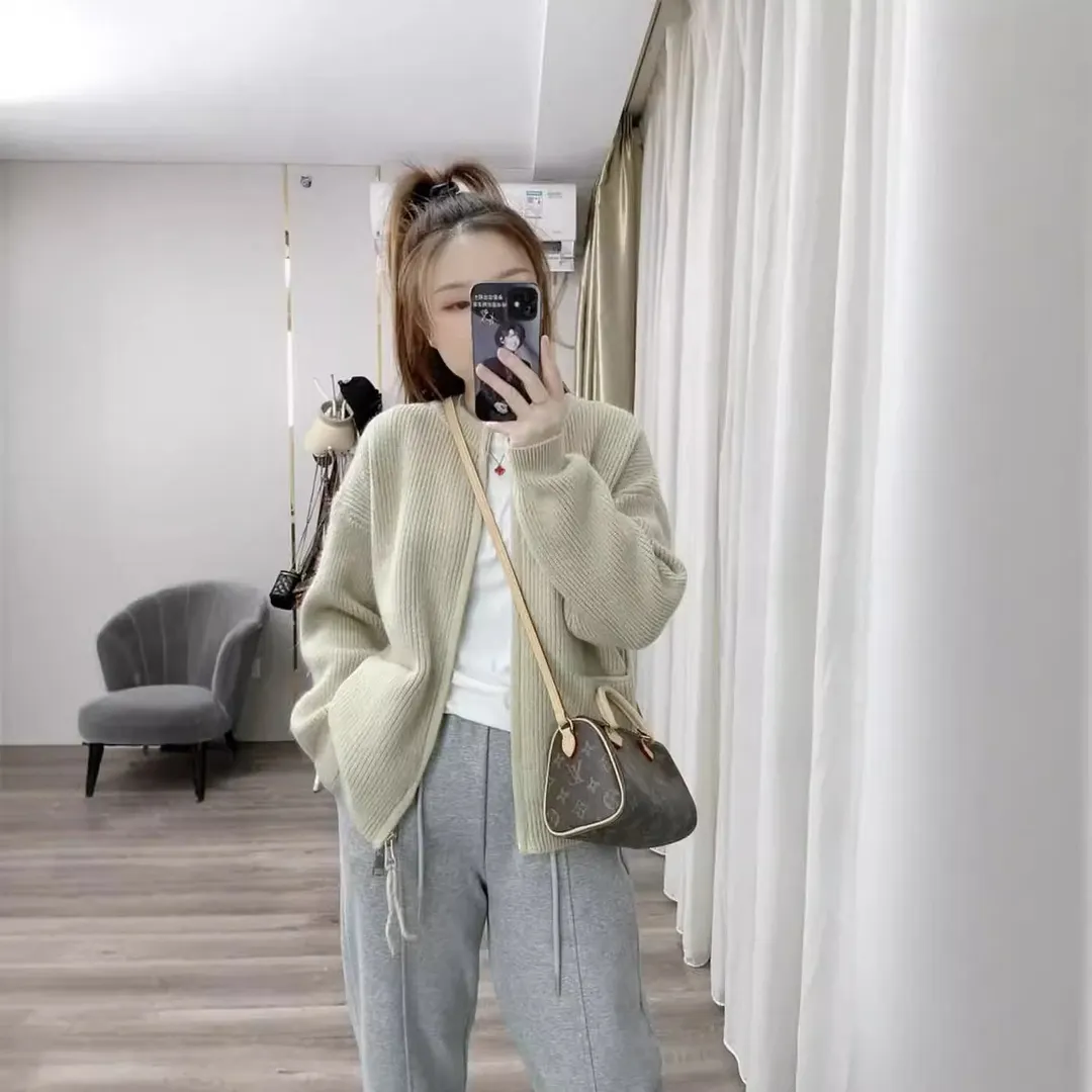 Churchf Color Lazy Wind Double-Headed Zipper Soft Waxy Sweater Autumn New Women's High-Level Versatile Knit Cardigan