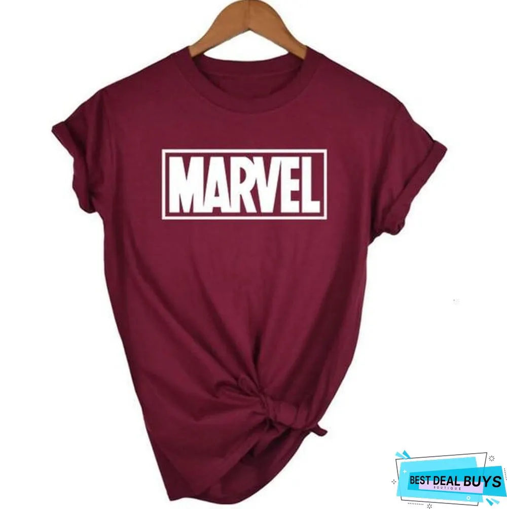 Women Short Sleeve T-Shirt O-Neck Cotton Super Hero Tops Tee