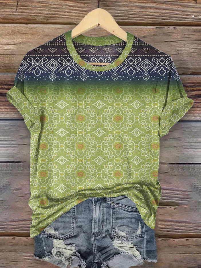 Emerald Green Gradient Art Graffiti Women's Print T-shirt