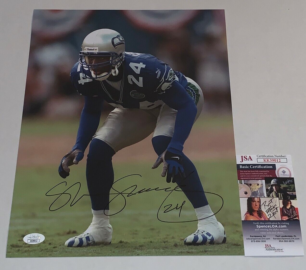 Shawn Springs signed Seattle Seahawks 11x14 Photo Poster painting autographed JSA