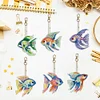 6pcs Fish DIY Diamond Painting Double Sided Keychains