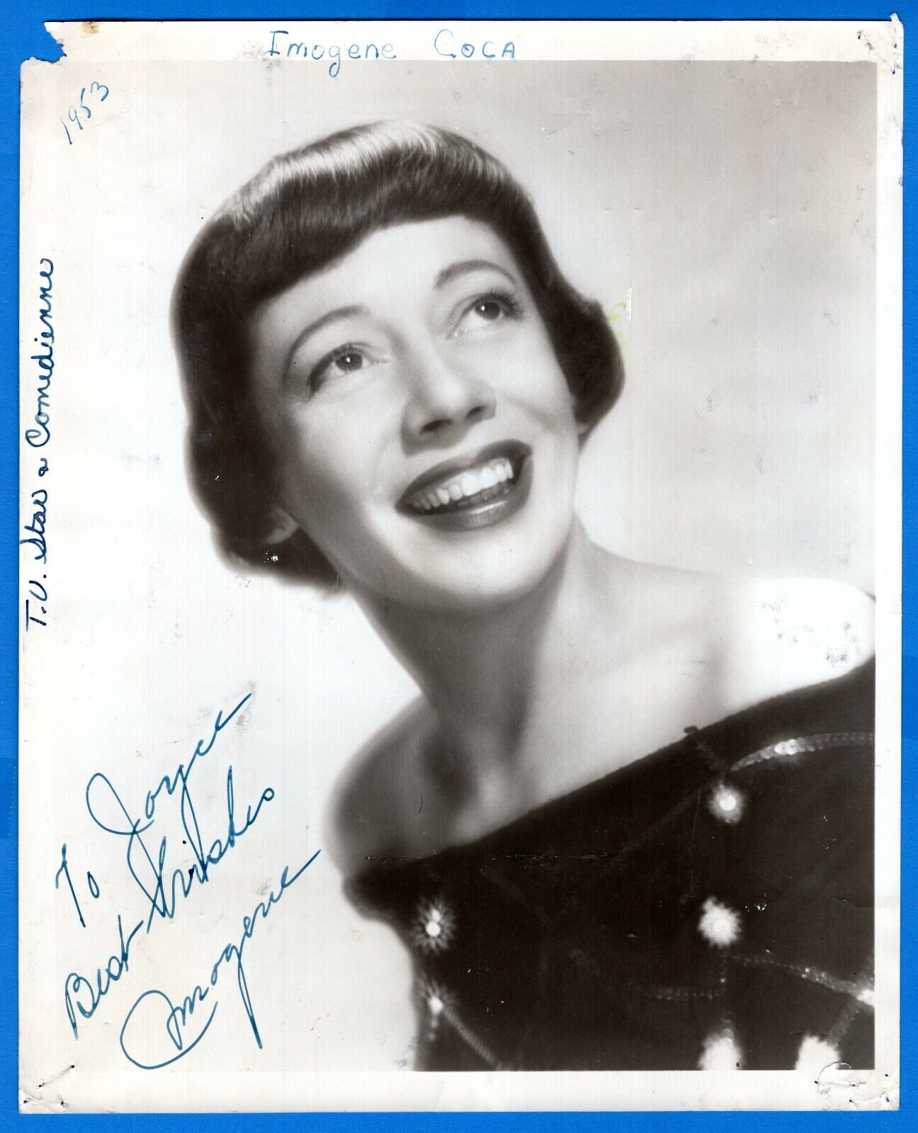 Imogene Coca Actress Comedian Hand Signed Autograph 8x10 Vintage Photo Poster painting