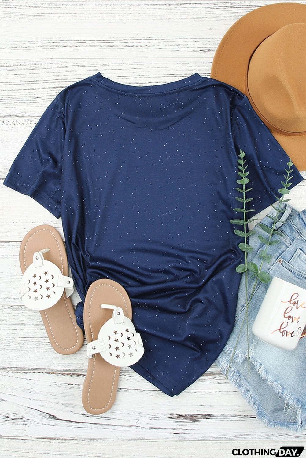 SMALL TOWN USA Graphic Print Color Block T Shirt