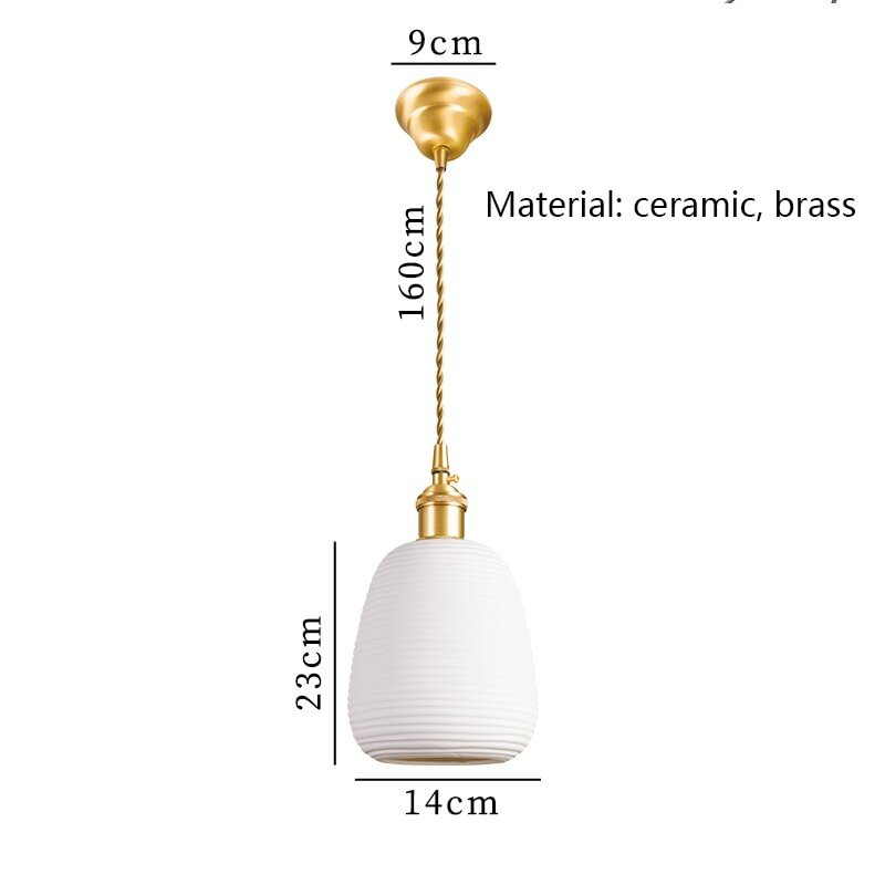 Japan Style Copper Pendant Lights Lamp Ceramic Hanging Lamp Nordic Pending lighting Living Room Dining Room Bedroom Loft Decor