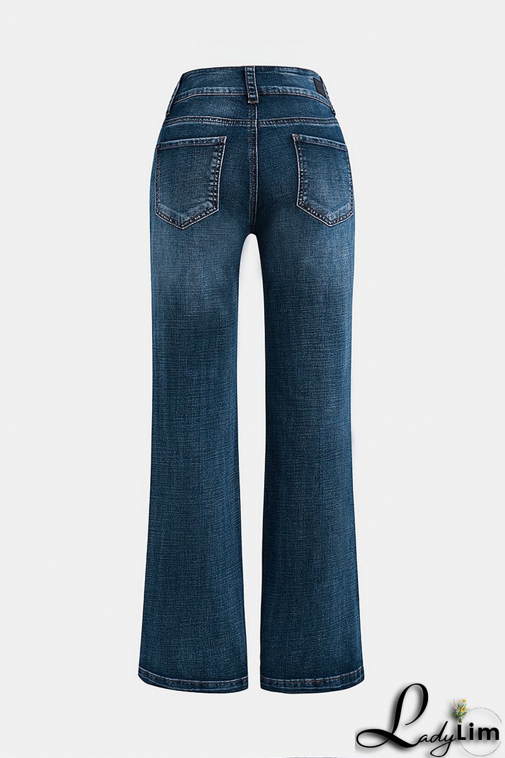 Pocket Detail Button Up Low Waist Flare Jeans