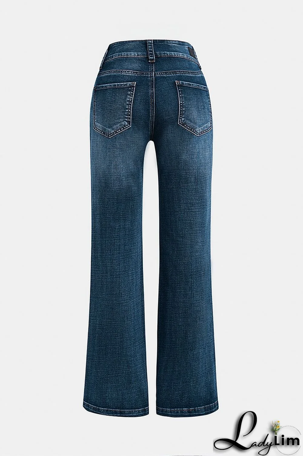 Pocket Detail Button Up Low Waist Flare Jeans