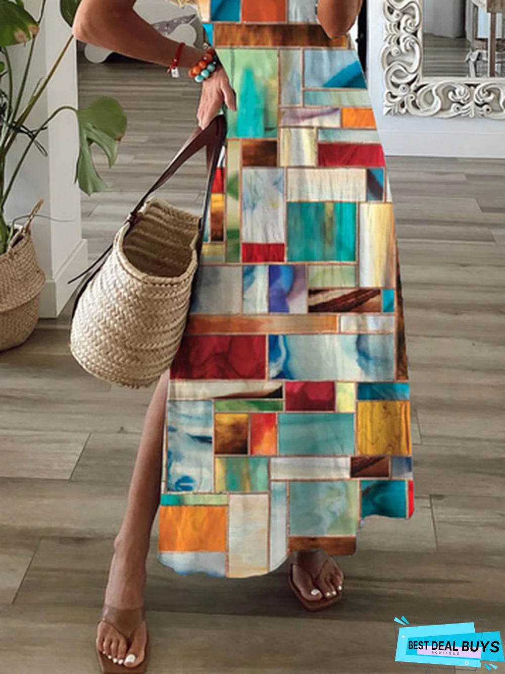 Geometric Loose Casual Dresses