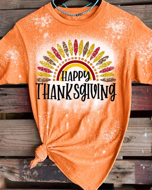 Happy Thanksgiving T-Shirt Tee - Orange