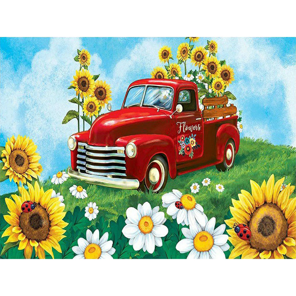 

Sunflower Car - Round Drill Diamond Painting - 40*30CM, 501 Original