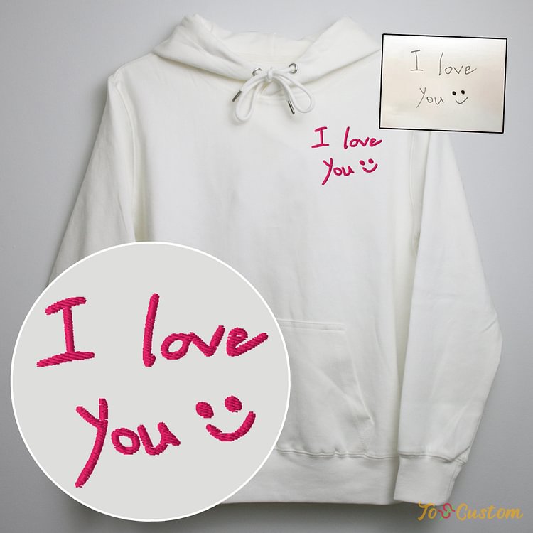 TOSCUSTOM™ Handwritten I Love You Custom Embroidered Sweatshirt Personalized Gift