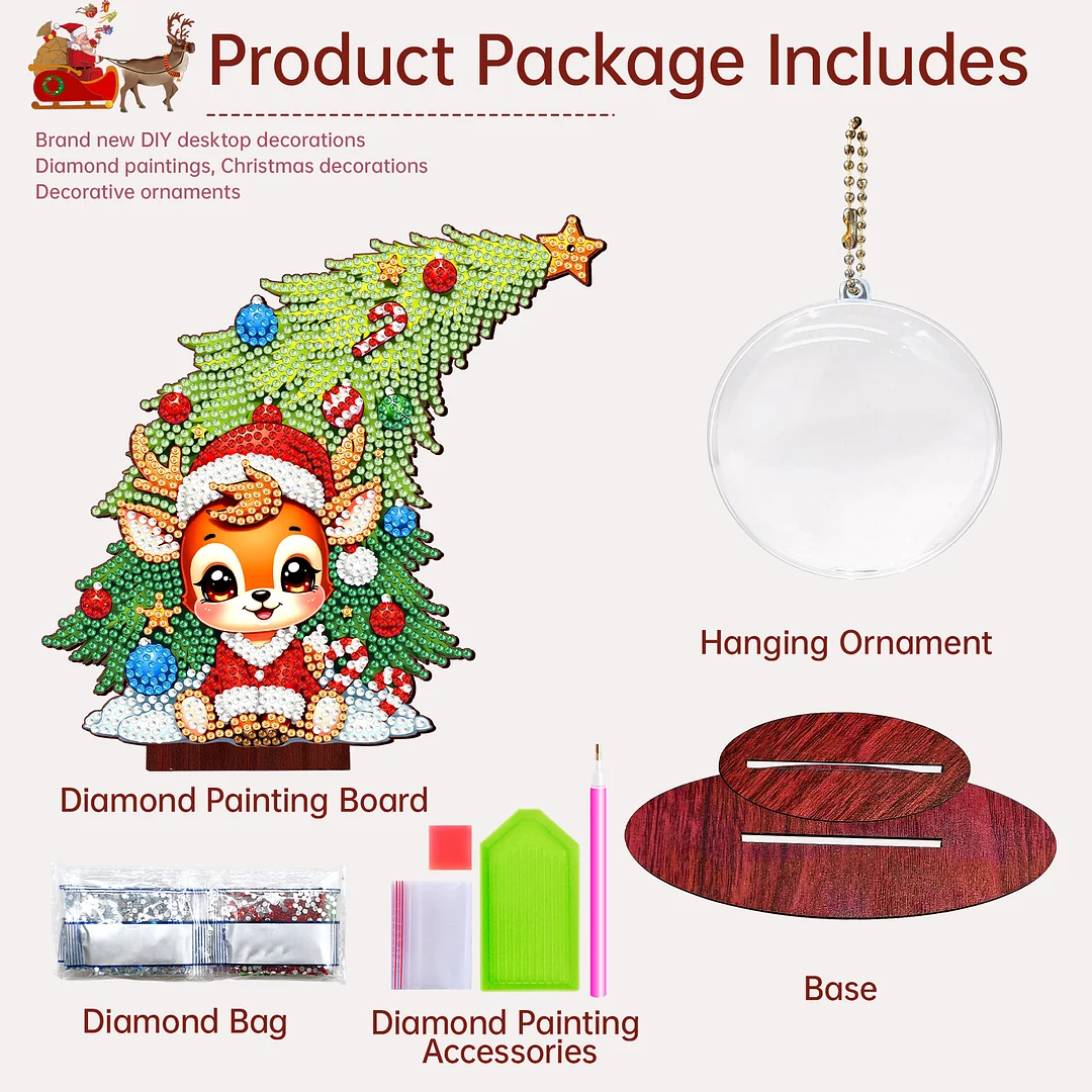 Photo Christmas Tree 5D DIY Diamond Art Tabletop Wood Decorations Ornament Kits