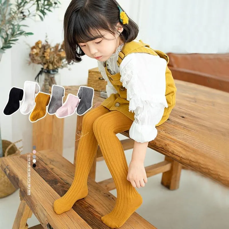 1 to 6 Years Girl Pantyhose Autumn Winter Children's Baby Tights Cotton Knitted White Black Pants For Kids leggings girl