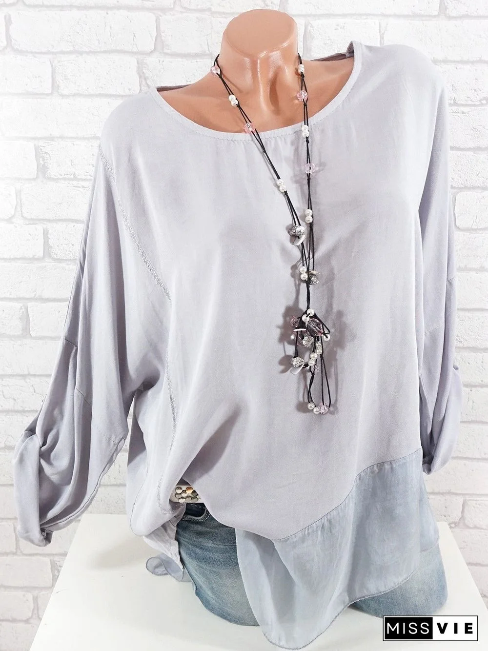 Women Long Sleeve Scoop Neck Printed Tops