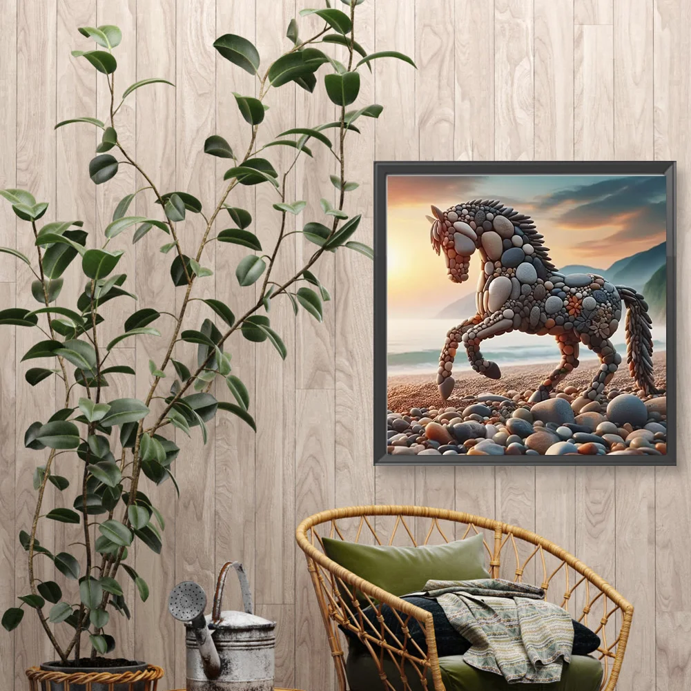 Diamond Painting - Full Round Drill - Stone Art Horse(Canvas|30*30cm)