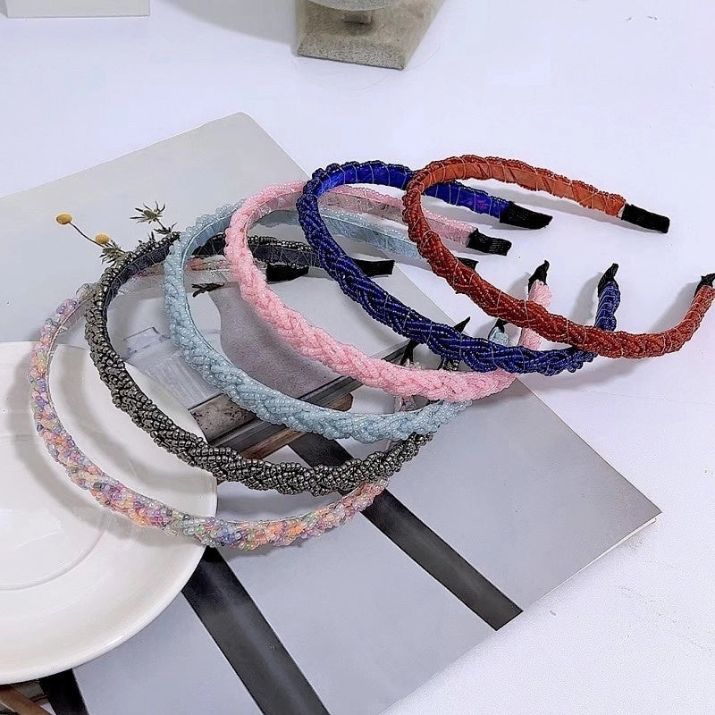 Women’s Fashion Solid Color Plastic Beaded Hair Band