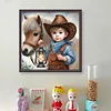 Boy And Pony-11CT Stamped Cross Stitch 40*40cm/15.75*15.75in