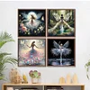 (US Only)4pcs Girl Printed Cross Stitch Kit 45x45cm DIY 11CT Thread Art Needlework Decor
